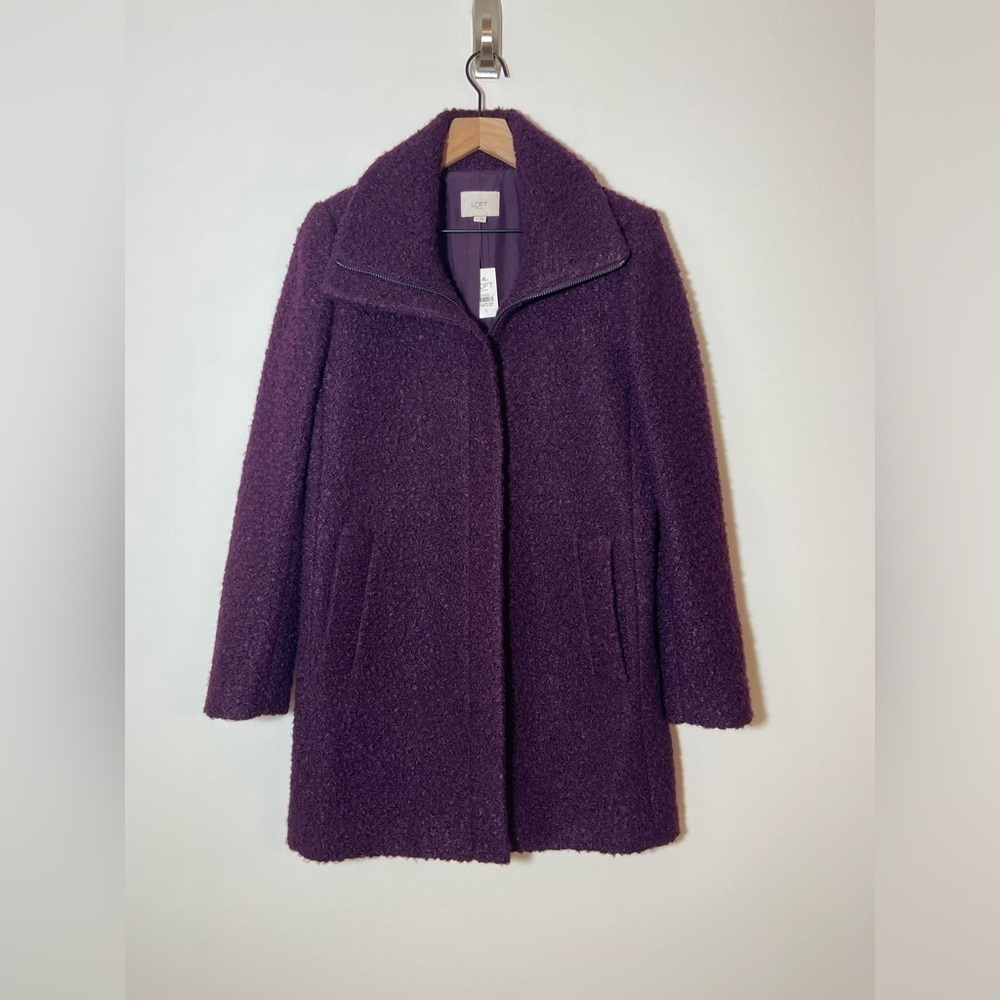 NWT Ann Taylor Loft Purple Pea Coat Size Small